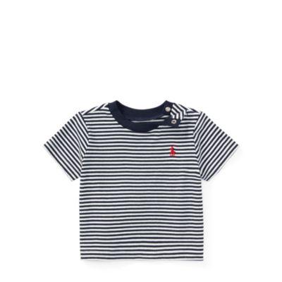 Ralph Lauren Striped Cotton Jersey T-shirt Warm White/hunter Navy 12m