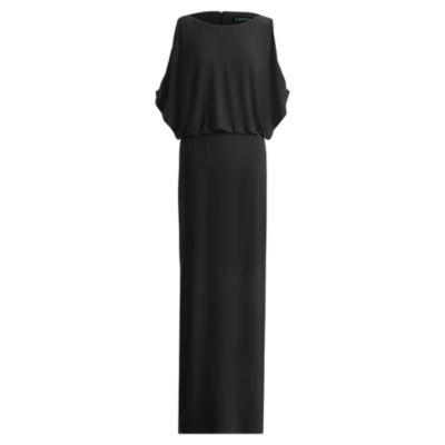 Ralph Lauren Slit-sleeve Jersey Gown Black