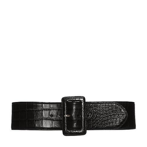 Ralph Lauren Alligator Trench-buckle Belt Black