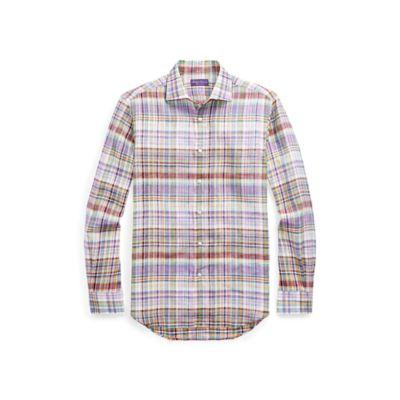Ralph Lauren Plaid Linen Shirt Purple Multi