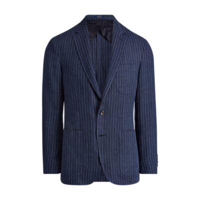 Ralph Lauren Morgan Linen Suit Jacket Navy And White
