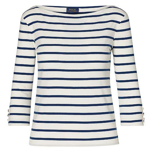 Polo Ralph Lauren Striped Cotton Boatneck Tee Nevis/royal Brigade