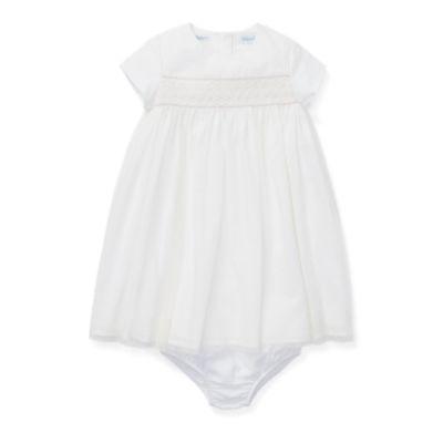 Ralph Lauren Hand-smocked Tulle Dress Cream 3m