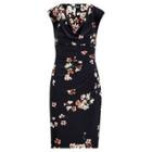 Ralph Lauren Floral Jersey Cowlneck Dress Lh Navy/taupe/multi