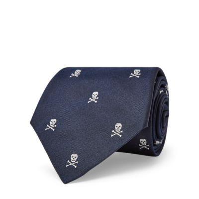 Ralph Lauren Skull-and-crossbones Repp Tie Navy/white
