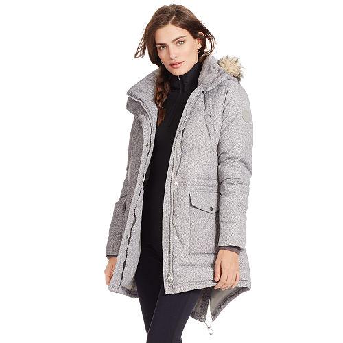 Ralph Lauren Lauren Tweed-print Down Jacket Grey/white Tweed