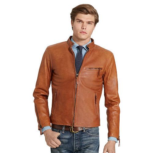 Polo Ralph Lauren Lambskin Caf Racer Jacket Old Amber