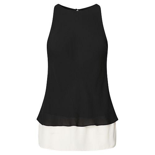 Ralph Lauren Lauren Layered Georgette Tank Polo Black/herbal Milk