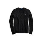 Ralph Lauren Cable-knit Wool V-neck Sweater Polo Black