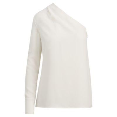 Ralph Lauren Georgette One-shoulder Blouse Mascarpone Cream