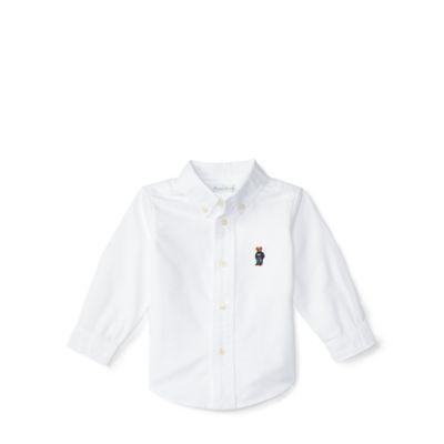 Ralph Lauren Blake Polo Bear Cotton Shirt White 18m