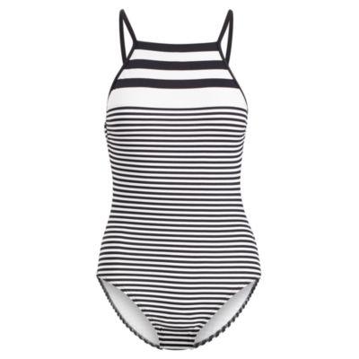 Ralph Lauren Striped One-piece Swimsuit Black/white