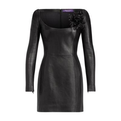 Ralph Lauren Charlotta Nappa Leather Dress Black