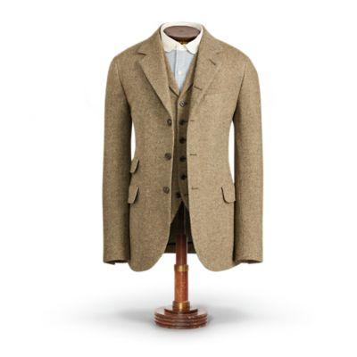 Ralph Lauren Donegal Tweed Suit Jacket Cream Green Multi