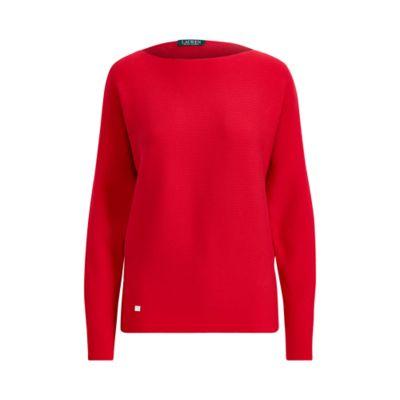 Ralph Lauren Stretch Cotton Dolman Sweater Lipstick Red