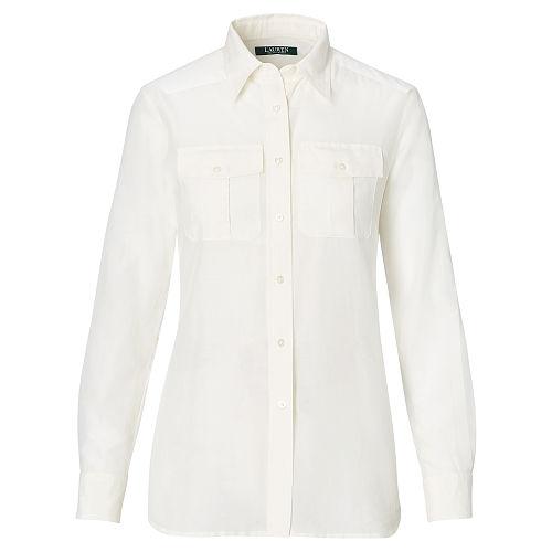 Ralph Lauren Lauren Cotton-silk Voile Shirt Herbal Milk