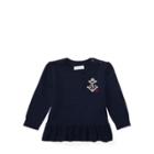 Ralph Lauren Cotton-cashmere Peplum Sweater Hunter Navy 3m
