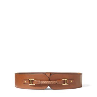 Ralph Lauren Wide Faux-leather Stretch Belt Tan