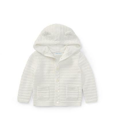 Ralph Lauren Bear-hood Cotton Sweater Antique White 12m