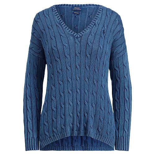 Polo Ralph Lauren Cable-knit Side-slit Sweater Indigo