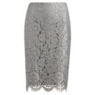 Ralph Lauren Scalloped Lace Pencil Skirt Silver