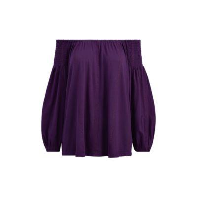 Ralph Lauren Jersey Off-the-shoulder Top Dark Mulberry