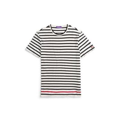 Ralph Lauren Striped Cotton Lisle T-shirt Polo Black/deckwash White