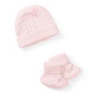 Ralph Lauren Cotton Hat & Booties Set Morning Pink 6-9m