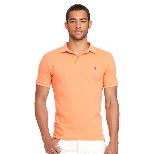 Polo Ralph Lauren Slim Fit Weathered Mesh Polo May Orange