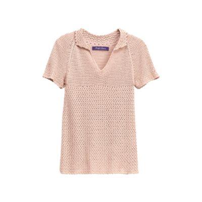 Ralph Lauren Crocheted Silk Polo Shirt Blush