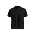 Ralph Lauren Cropped Cotton Mesh Polo Polo Black