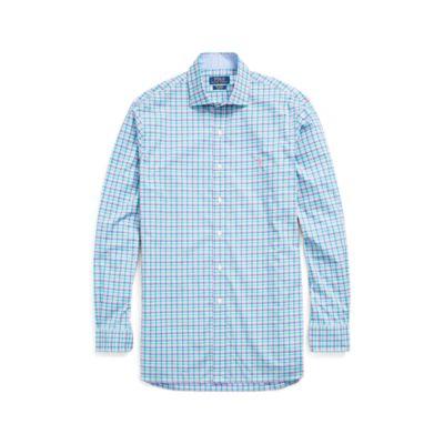 Ralph Lauren Classic Fit Plaid Poplin Shirt Foam Green/pink Multi 6x Big