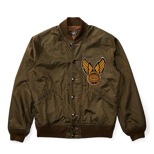 Ralph Lauren Rrl Cotton-blend Baseball Jacket Seneca Green