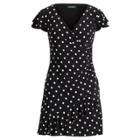 Ralph Lauren Polka-dot Ruched Jersey Dress Black/cream 4p