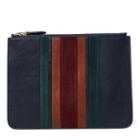 Ralph Lauren Striped Luxe Calf Zip Pouch