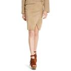 Polo Ralph Lauren Suede Pencil Skirt Saddlery Tan