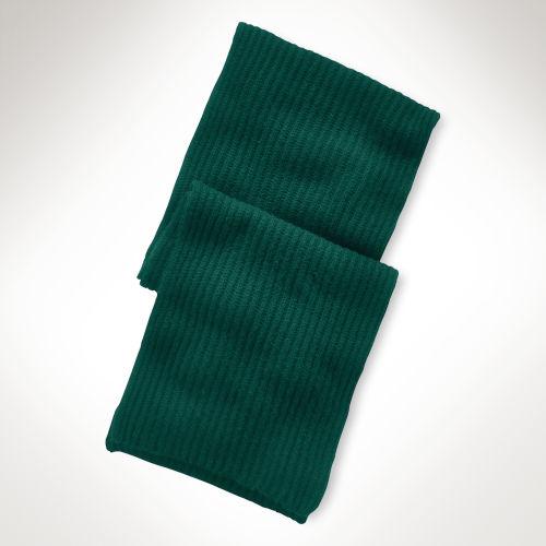 Polo Ralph Lauren Rib-knit Cashmere Scarf Tartan Green
