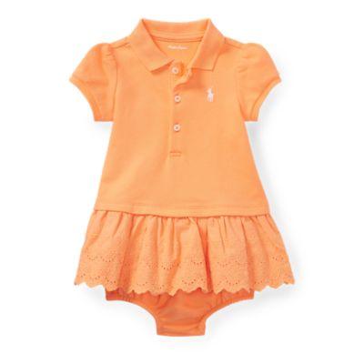 Ralph Lauren Eyelet Polo Dress & Bloomer Fair Orange 3m