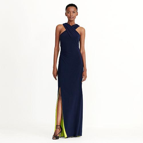 Ralph Lauren Lauren Cutout-back Jersey Gown Lighthouse Navy