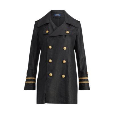 Ralph Lauren Double-breasted Linen Coat Polo Black