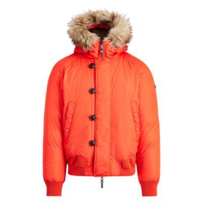 Ralph Lauren Rlx Faux Fur-trim Down Jacket Bittersweet Orange