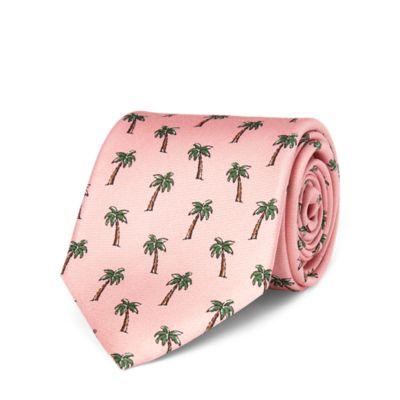 Ralph Lauren Palm Tree Silk Narrow Tie Light Pink