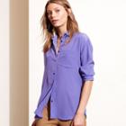 Ralph Lauren Lauren Silk Long-sleeve Shirt Purple