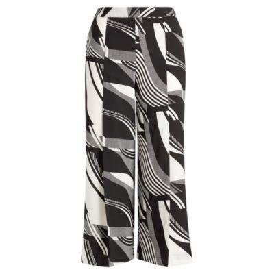 Ralph Lauren Print Crepe Wide-leg Pant Black/cream