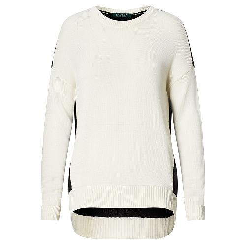 Ralph Lauren Lauren Color-blocked Sweater Polo Black/herbal Milk