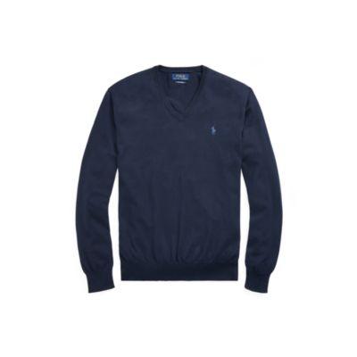 Ralph Lauren Cotton V-neck Sweater Hunter Navy 4x Big