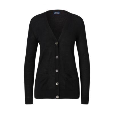Ralph Lauren Cashmere V-neck Cardigan Polo Black