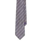 Ralph Lauren Striped Silk Satin Tie Grey