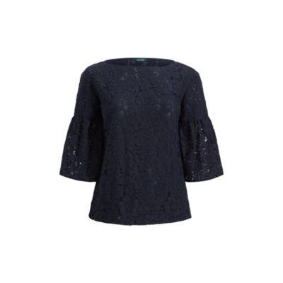 Ralph Lauren Lace Boatneck Top Rl Navy