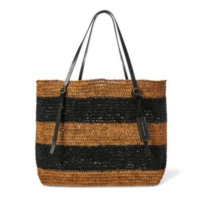 Ralph Lauren Raffia Striped Lennox Tote Natural/black
